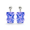 Tanzanite | .925 Sterling Silver | Firefly Glass Bear Drop Stud Earrings